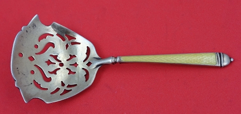 Nut Spoon vermeil w/ yellow enamel on both sides 4 3/8